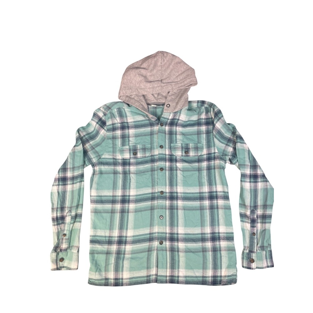 Aeropostale Hooded Flannel Shirt Men's Sm Button Up Plaid Long Sleeve Casual